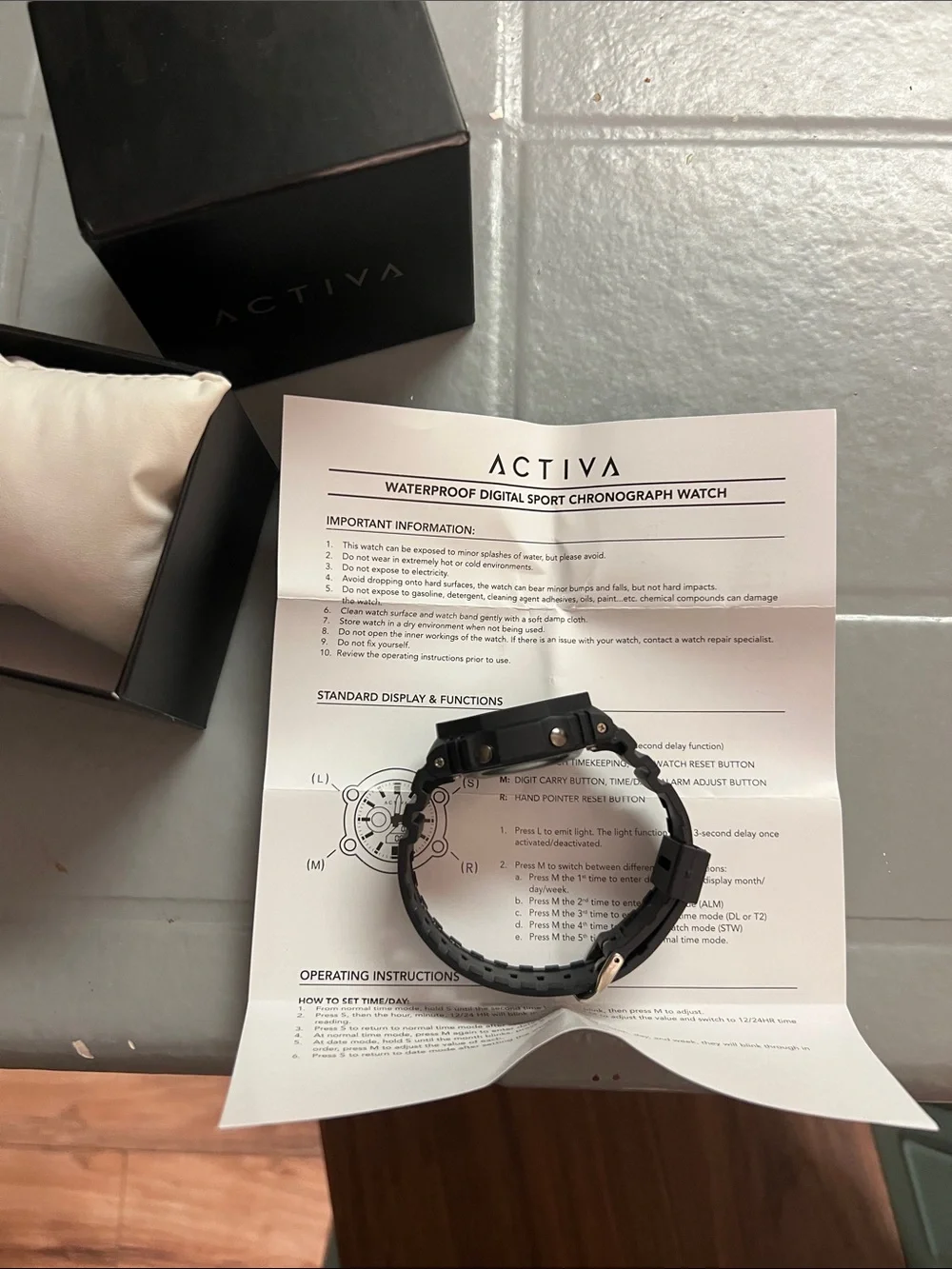 ACTIVA Black and Silver Men's Dual-Display Sport Watch Waterproof